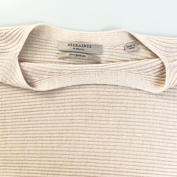 ALLSAINTS Esia Sweater, Cream, 100% Merino Wool, Size XS - Picture 4 of 5